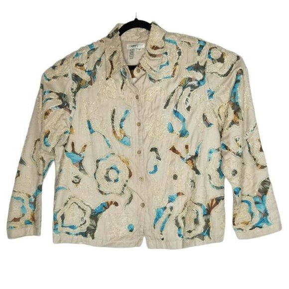 Coldwater Creek Jackets & Blazers - Coldwater Creek Women Size 1X Embellished Tan Jacket